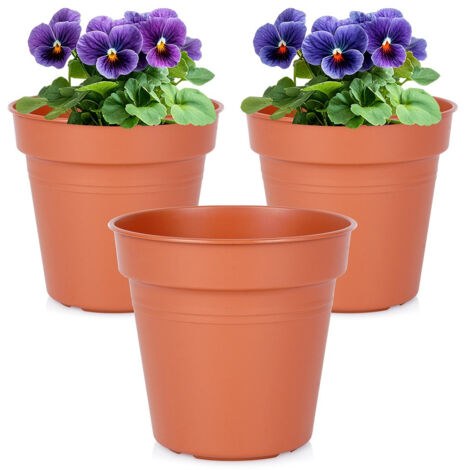 VASO DA GIARDINO IN PLASTICA, ROTONDO, COPRIFIORI 13 CM, 3 PEZZI