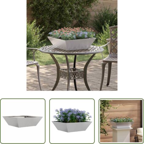 Vaso da giardino moderno -  Vaso da giardino Argento 50 x 50 x 15 cm Acciaio inossidabile