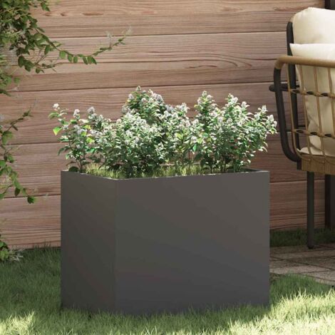 Vaso da giardino Nero 50 x 32 x 40 cm Acciaio laminato a freddo vidaXL