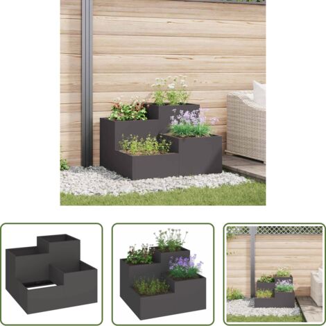 Vaso da giardino nero -  Vaso da giardino Nero 100 x 100 x 60 cm Acciaio