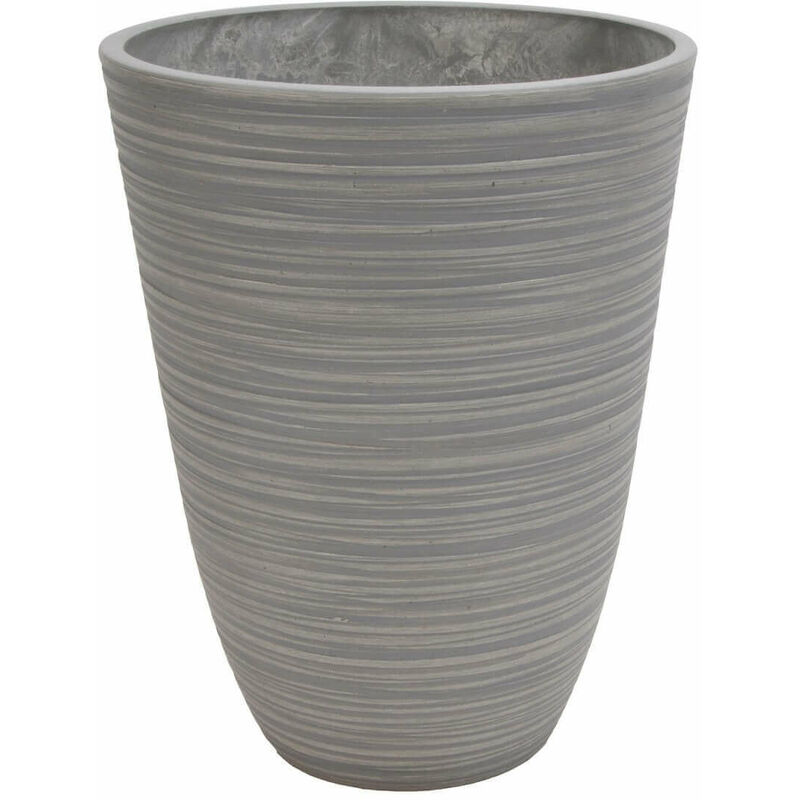 Vaso da giardino tondo grande in fibra sintetica diametro 39x46 cm Petunia - Grey