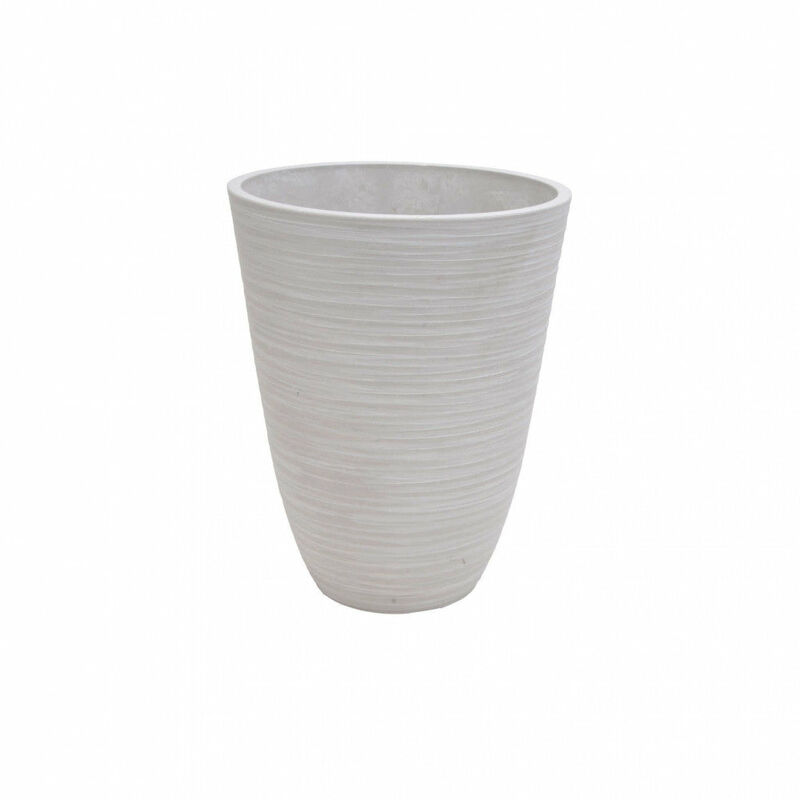 Vaso da giardino tondo grande in fibra sintetica diametro 39x46 cm Petunia - White