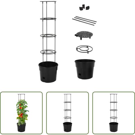 Vaso da Giardino -  Vaso a Torre per Pomodori Antracite Ø29,5x115 cm Polipropilene