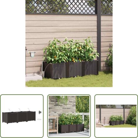 Vaso da giardino -  Vaso da giardino 3 pcs Marrone Acciaio