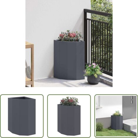 Vaso da giardino -  Vaso d'angolo Antracite 30 x 30 x 50 cm Acciaio