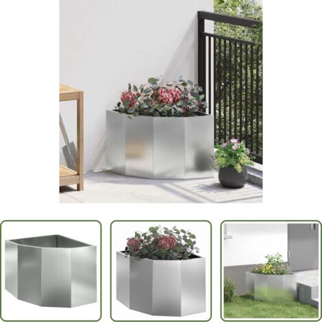 Vaso da giardino -  Vaso d'angolo Argento 45 x 45 x 35 cm Acciaio zincato