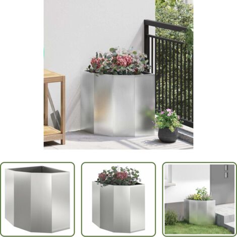 Vaso da giardino -  Vaso d'angolo Argento 45 x 45 x 50 cm Acciaio zincato