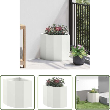 Vaso da giardino -  Vaso d'angolo Bianco 30 x 30 x 35 cm Acciaio