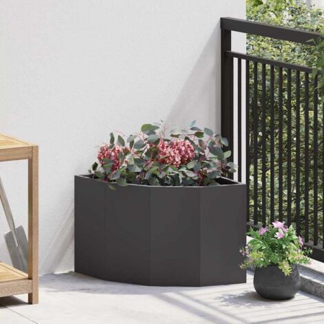 Vaso d'angolo Nero 45 x 45 x 35 cm Acciaio vidaXL