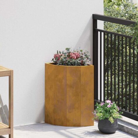 Vaso d'angolo Ruggine 30 x 30 x 50 cm acciaio corten vidaXL