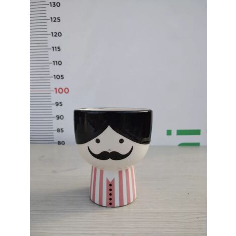 VASO D'ARREDO DECORATO SMALTATO CON BAFFI IN CERAMICA V.12 AZIENDA ANTICO MESTIERE