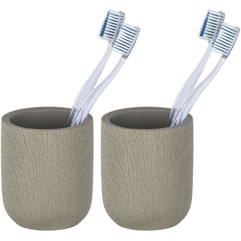 

Vaso cepillos de dientes portacepillo higiene pasta dental baño Joy taupe - Wenko