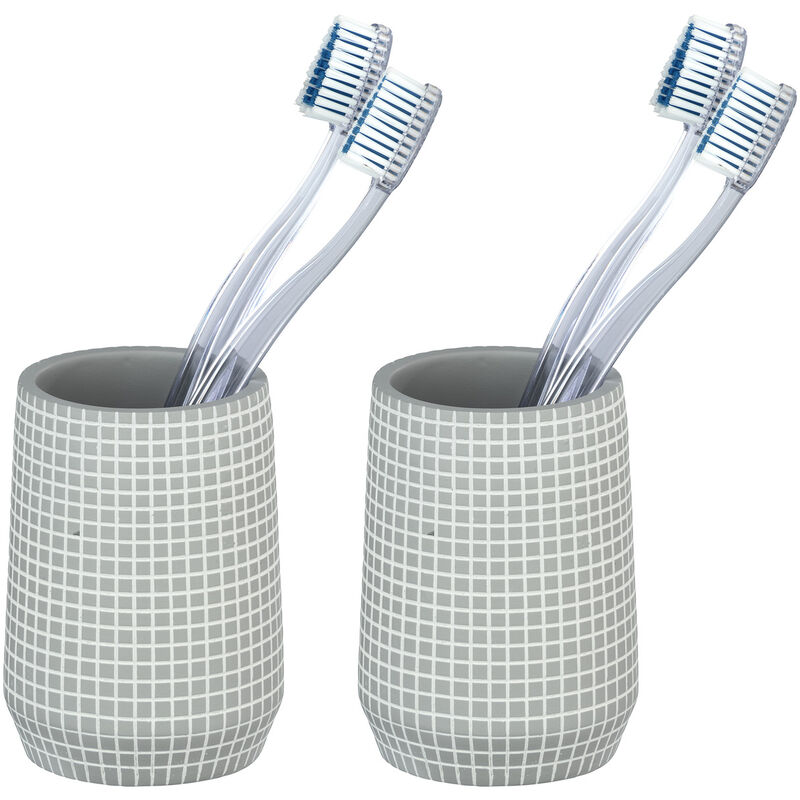 

Vaso cepillos de dientes portacepillo higiene pasta dental baño Ohrid gris - Wenko