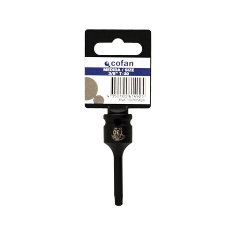 Vaso de impacto negro 1/4", 3/8" y 1/2" boca Torx macho largo                                                     T-25                      3/8"