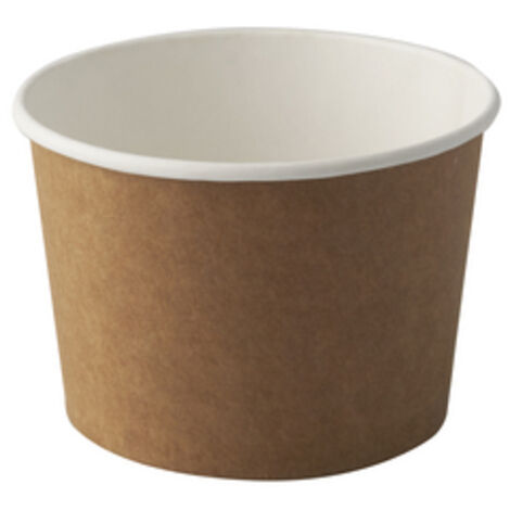 Vaso de papel para sopa, redondo, 475 ml, diámetro 11 cm x 7,7 cm, beige/blanco, "KRAFT" 25 uds.