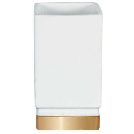 Vaso de porcelana ROMA blanco y dorado Spirella