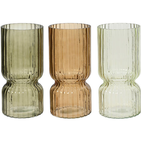 Vaso de tubolare ondulato, vetro, ø11x23cm, 3 colori. basics