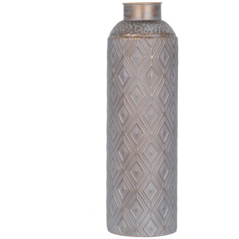 Vaso decorativo etnico grigio in metallo per la casa moderna ed elegante