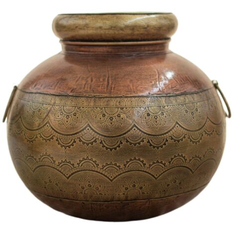 Vaso decorativo etnico in latta per uno stile bohémien e moderno, ideale per la decorazione di interni ed esterni