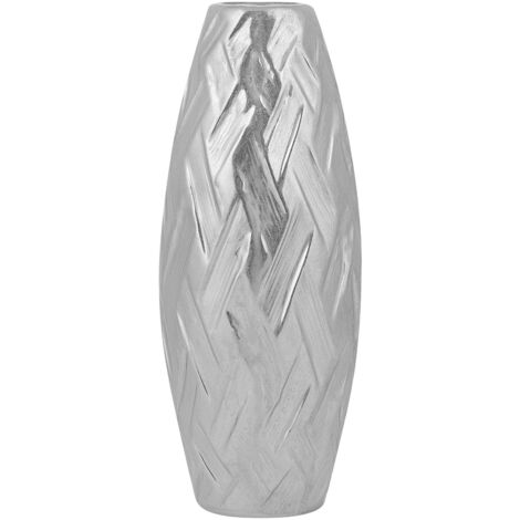 Vaso Decorativo in gres porcellanato Argento a Forma di Bottiglia Design Moderno Arpad