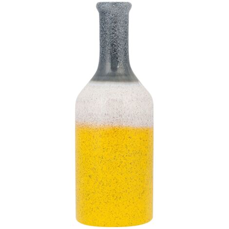 Vaso Decorativo in gres porcellanato Gialla con Collo Stretto 13 x 36 cm Larnaca