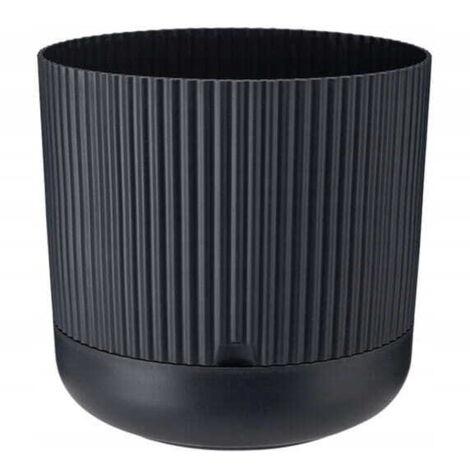Vaso decorativo in plastica con sottovaso, antracite, Nostalgia, 15x16 cm