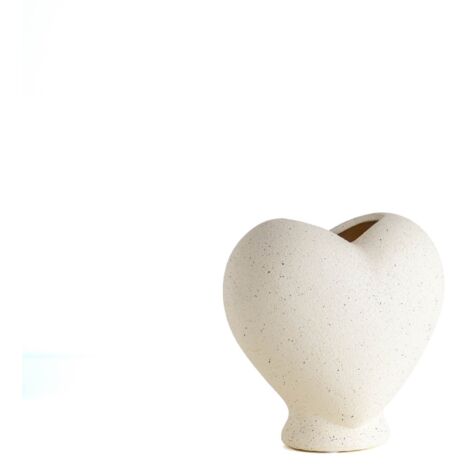 Vaso Decorativo Moderno da Interno in Ceramica – Collezione Design Elegante per Arredo Casa,Vasi Da Soggiorno, Tavolo o Salotto Soprammobile Di Design Cuoricino - Bianco Natural