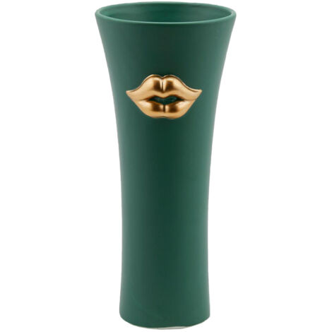 Vaso decorativo natalizio "Kiss" concavo a cilindro da 30 cm tinta unita -Nero