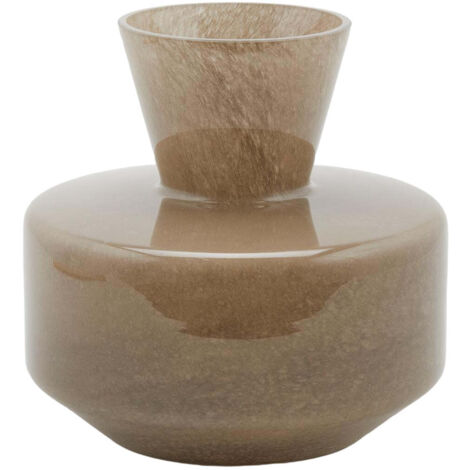 Vaso decorativo natalizio rotondo con collo stretto, color nocciola per interno -Medio