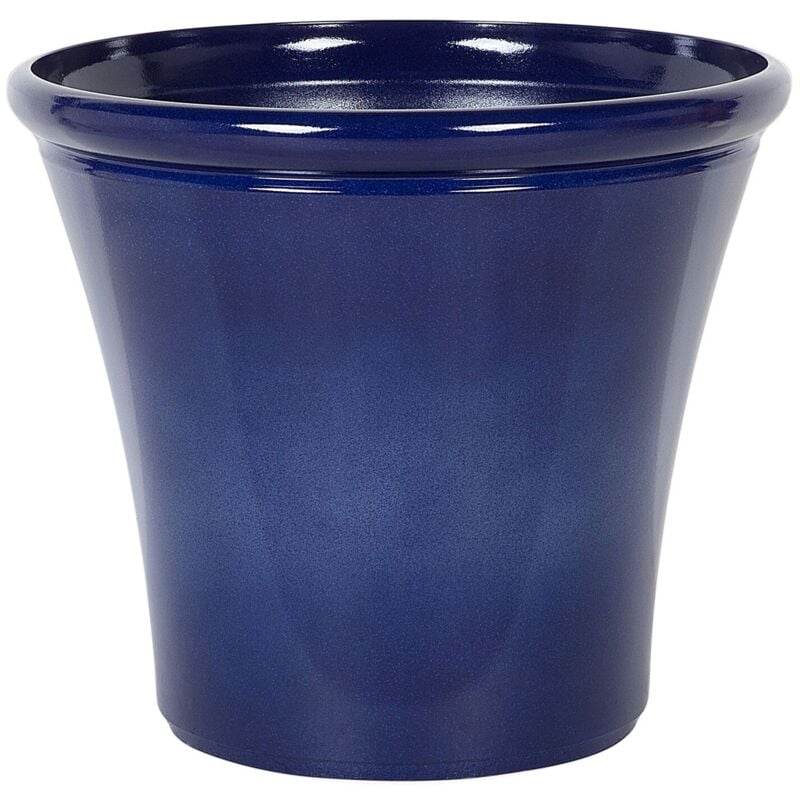 Vaso Rotondo Resistente in Fibra di Argilla Blu Navy Lucido ø 50 cm Kokkino