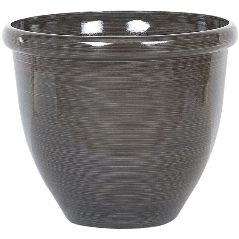 Vaso da Fiori Rotondo Moderno in Colore Marrone Grigio 45 x 40 cm Tesalia