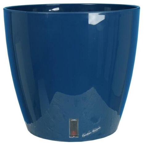 Vaso di fiori rotondo RIVIERA EVA NEW - Plastica - Diametro 36 cm - Blu