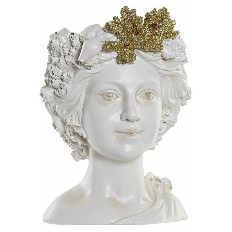 Dkd Home Decor - Vaso Donna Dorato Bianco Resina