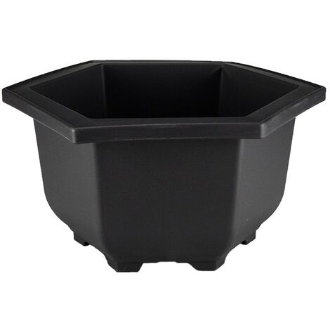 Vaso esagonale per Piante e Bonsai in plastica nera cm. 15