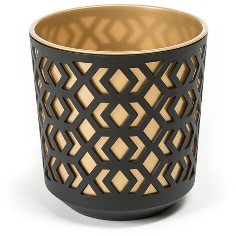 Vaso etnico nero e oro 14xh15 cm