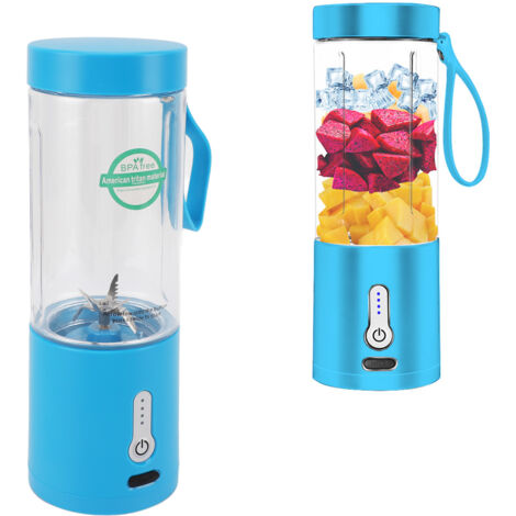 Vaso exprimidor eléctrico recargable por USB de 530 ml con motor de 48 W, 6 cuchillas de acero inoxidable y batería de 4000 mAh: multifuncional y portátil para el hogar, la oficina y los viajes [Vaso 