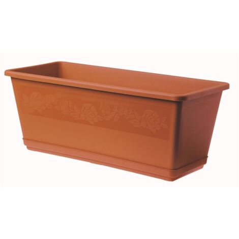 Vaso Fioriera Balconella Con Sottovaso Cm 40 Plastica Terracotta Bama