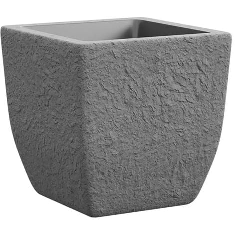 Vaso Fioriera in Polietilene Lithos 40 Grigio Pietra Design Elegante 41x41x40 cm