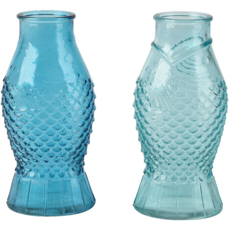 VASO FISH D.8,3X8,3X6,7XH17,8CM IN VETRO 2 COLORI.
