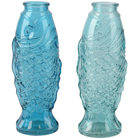 VASO FISH9,6X6,2XH24,2CM IN VETRO 2 COLORI ASS.