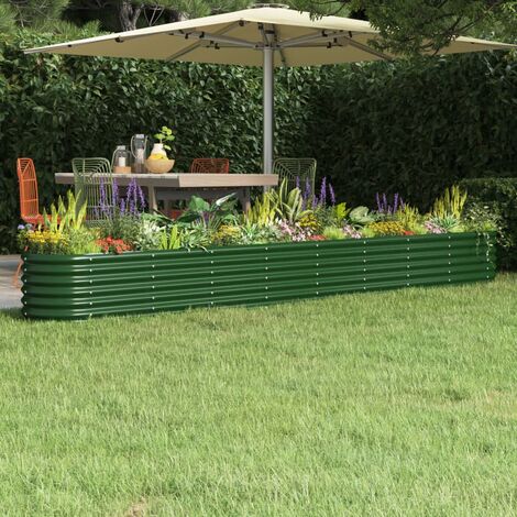 Vaso/Garden Steel Share cubierto a polvo 332x40x36 cm de verde