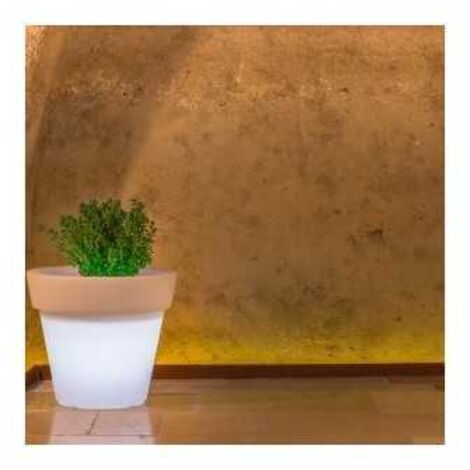 Vaso Gemma Top Bright Led Multicolor con Batería y Solar en Polímero Monacis - Ø 110 Cm - 95 H