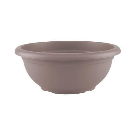 Vaso "Genova" in materiale sintetico finitura satinata colore Tortora per piante e fiori ciotola  30 cm di alta qualita' con fori da interno ed esterno Tortora  30 cm