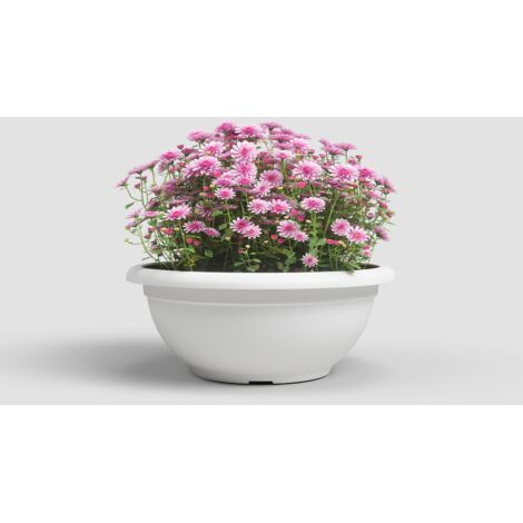 Vaso "Genova" in materiale sintetico finitura satinata colore Verde acido per piante e fiori ciotola  30 cm di alta qualita' con fori da interno ed esterno Verde acido  30 cm - Select 2: Ă¸30 cm - Sel