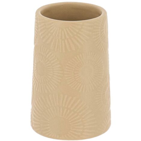 Vaso gres redondo espirales étnicas - beige - Tendance