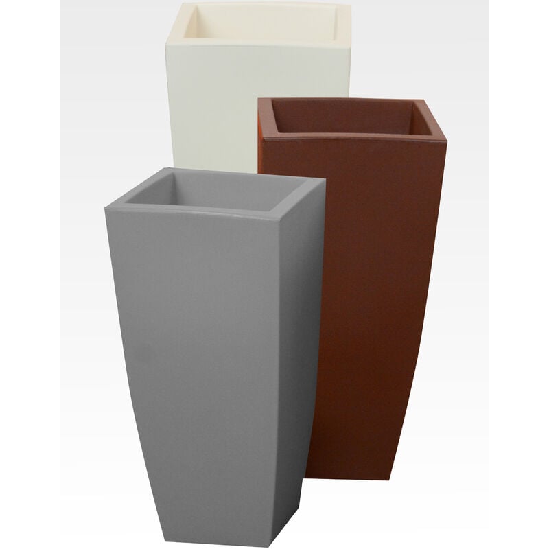 Vaso quadro mod Stilo in polietilene colore grigio cm33x33x70h interno esterno piante fiori