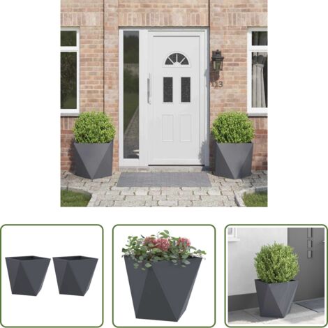 Vaso in acciaio -  Fioriera 2 pcs Antracite 50 x 50 x 50 cm Acciaio