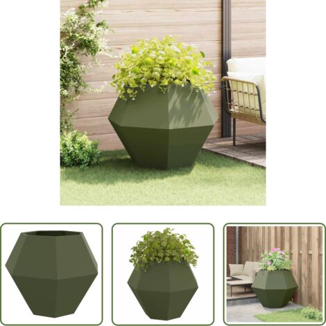 Vaso in acciaio -  Fioriera Verde oliva 100 x 100 x 80 cm Acciaio