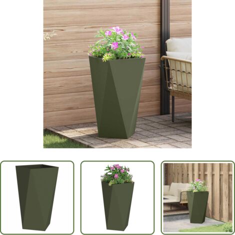 Vaso in acciaio -  Fioriera Verde oliva 40 x 40 x 75 cm Acciaio