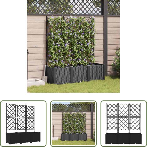 Vaso in acciaio -  Vaso da giardino 3 pcs Nero 120 x 40 x 143 cm Acciaio